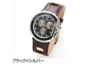 VERSUS(ヴェルサス) COMPASS CHRONO レザーウォッチ A13LCQ A13LCQ908A497／ブラック×シルバー